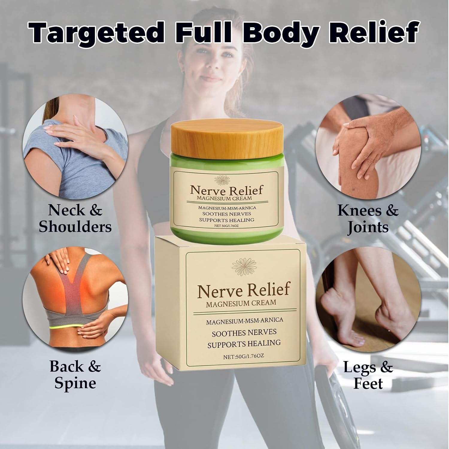 Total Relief Magnesium Cream, Nerve Relief Magnesium Cream, Mild Ingredients for Skin Soothing, Fast Absorbing, Non-Greasy for Everyday Muscle Comfort, Daily Body Care (2Pcs)