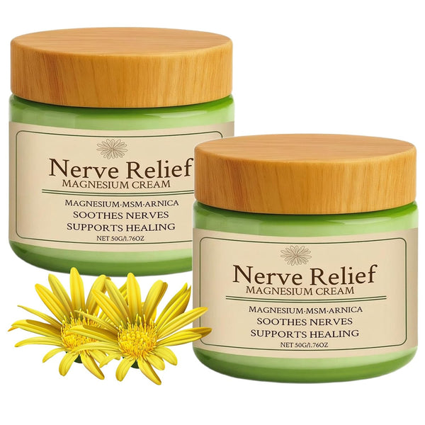 Total Relief Magnesium Cream, Nerve Relief Magnesium Cream, Mild Ingredients for Skin Soothing, Fast Absorbing, Non-Greasy for Everyday Muscle Comfort, Daily Body Care (2Pcs)