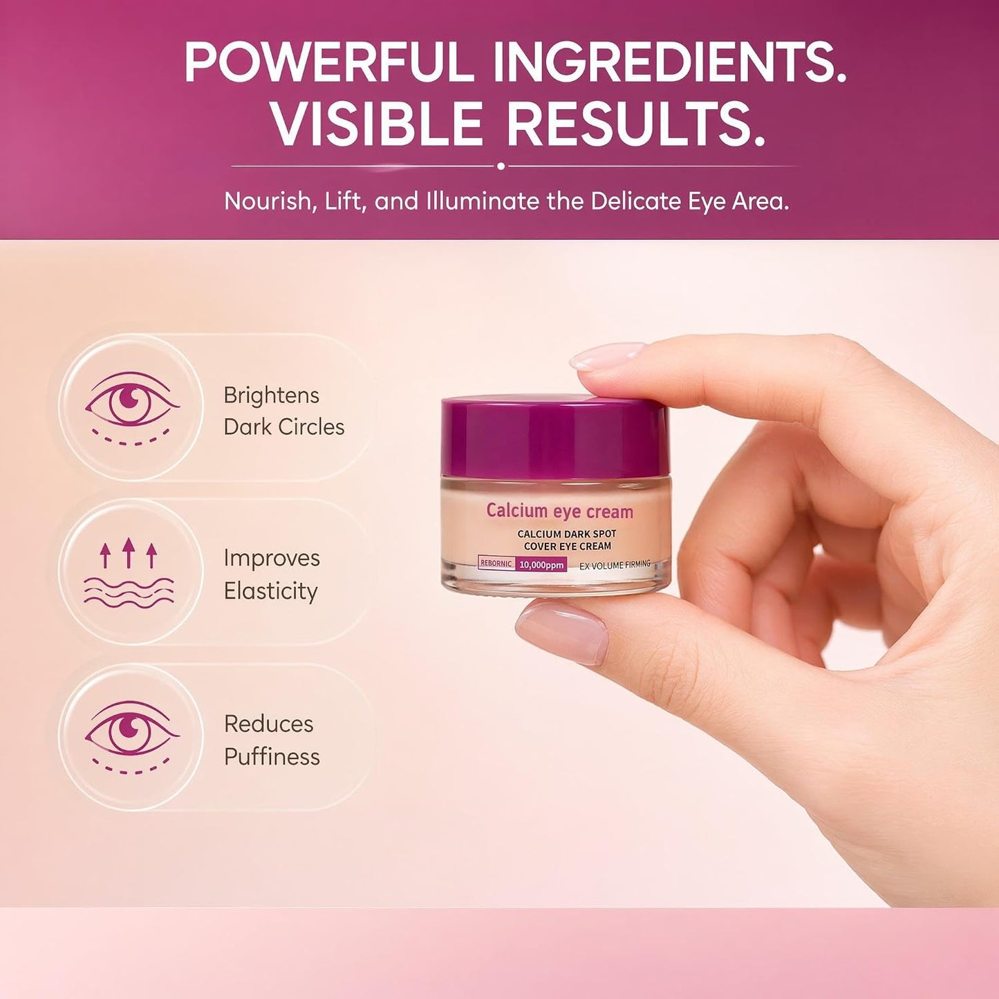 Calcium Dark Spot Eye Cream 15G – Niacinamide & Calcium Gluconate Eye Cream for Dark Circles, under Eye Bags & Sagging | Hydrolyzed Elastin EX Volume Firming Korean Eye Cream
