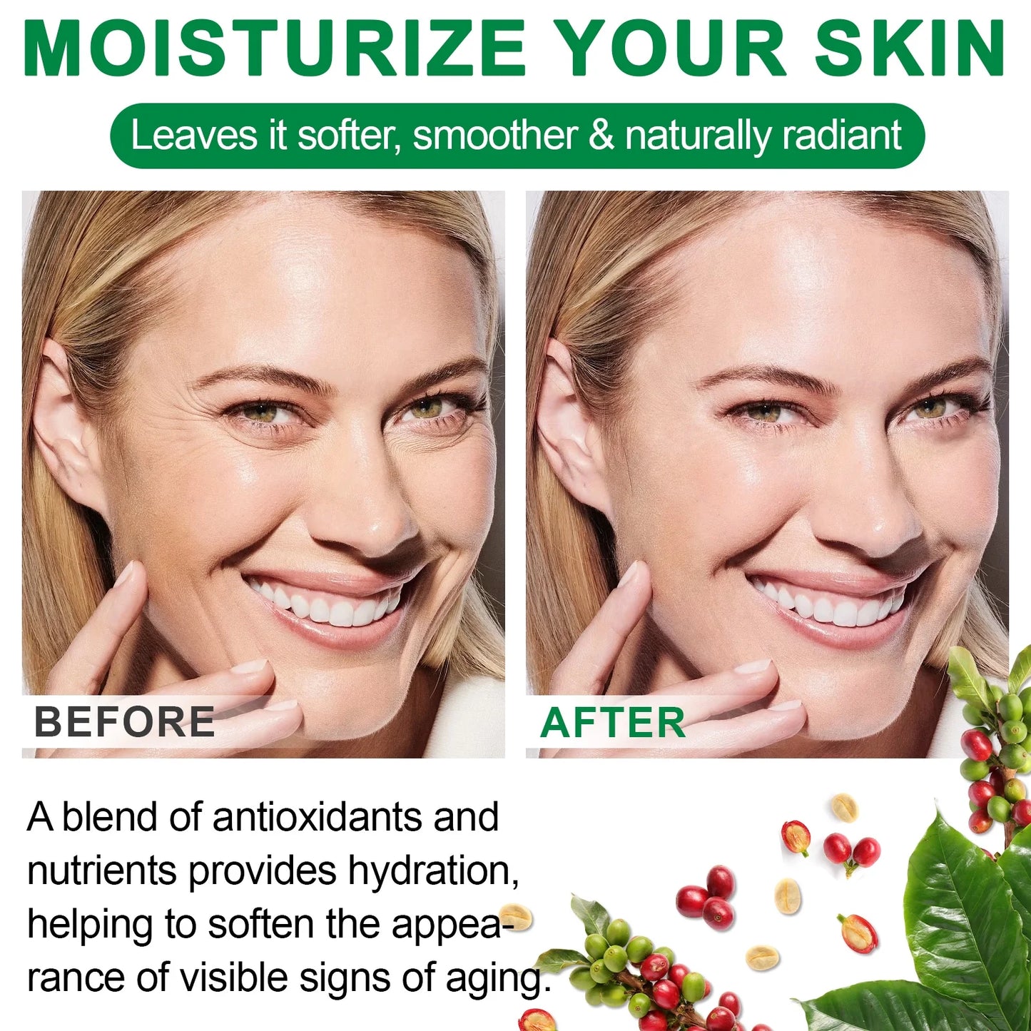 Cold-Pressed Green Arabica Coffee Oil 60Ml - 100% Pure Natural Carrier Oil for Skincare, Enhances Firmness, Deep Nourishment for Face, Body & Hair Care