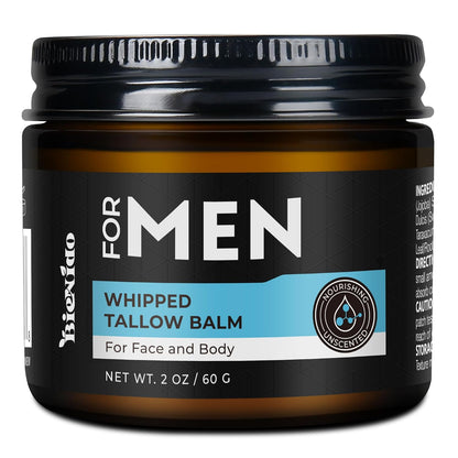 Wrinkle Defense Tallow Balm for Men – Anti-Aging Whipped Beef Tallow with Jojoba Oil for Deep Hydration, Clean Scent Non-Greasy Skincare for Men