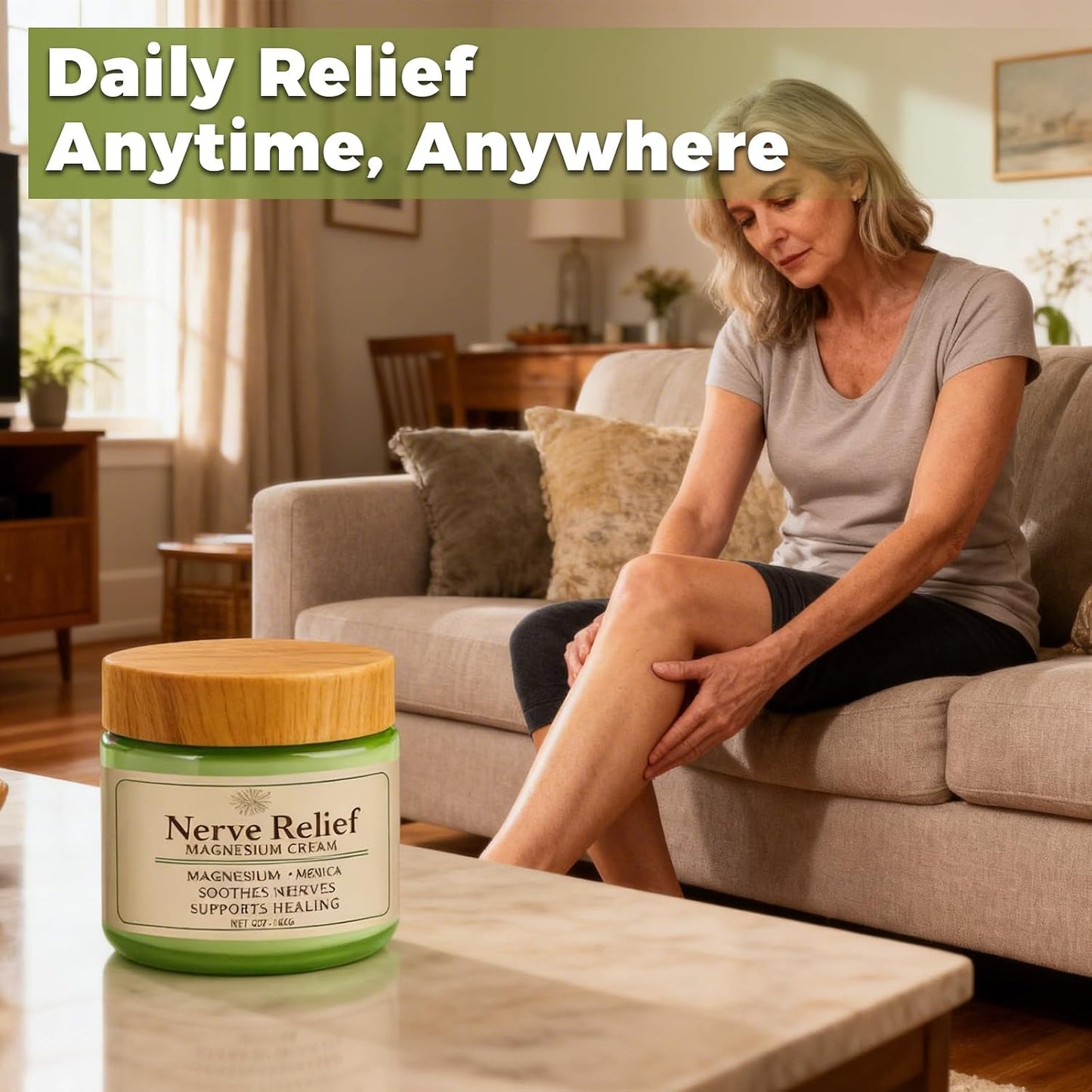 Total Relief Magnesium Cream, Nerve Relief Magnesium Cream, Mild Ingredients for Skin Soothing, Fast Absorbing, Non-Greasy for Everyday Muscle Comfort, Daily Body Care (2Pcs)