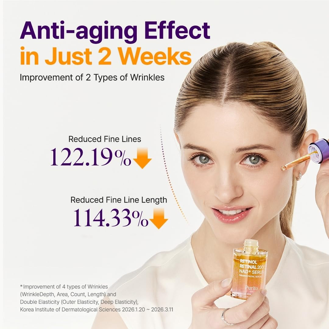 Retinol 0.1% + Retinal 0.1% Anti-Aging Facial Serum | for Wrinkles, Fine Lines & Firmer Skin | Dual Retinoids with NAD+, Improve Elasticity & Skin Texture | Korean Skincare, 30Ml 1.01 Fl.Oz