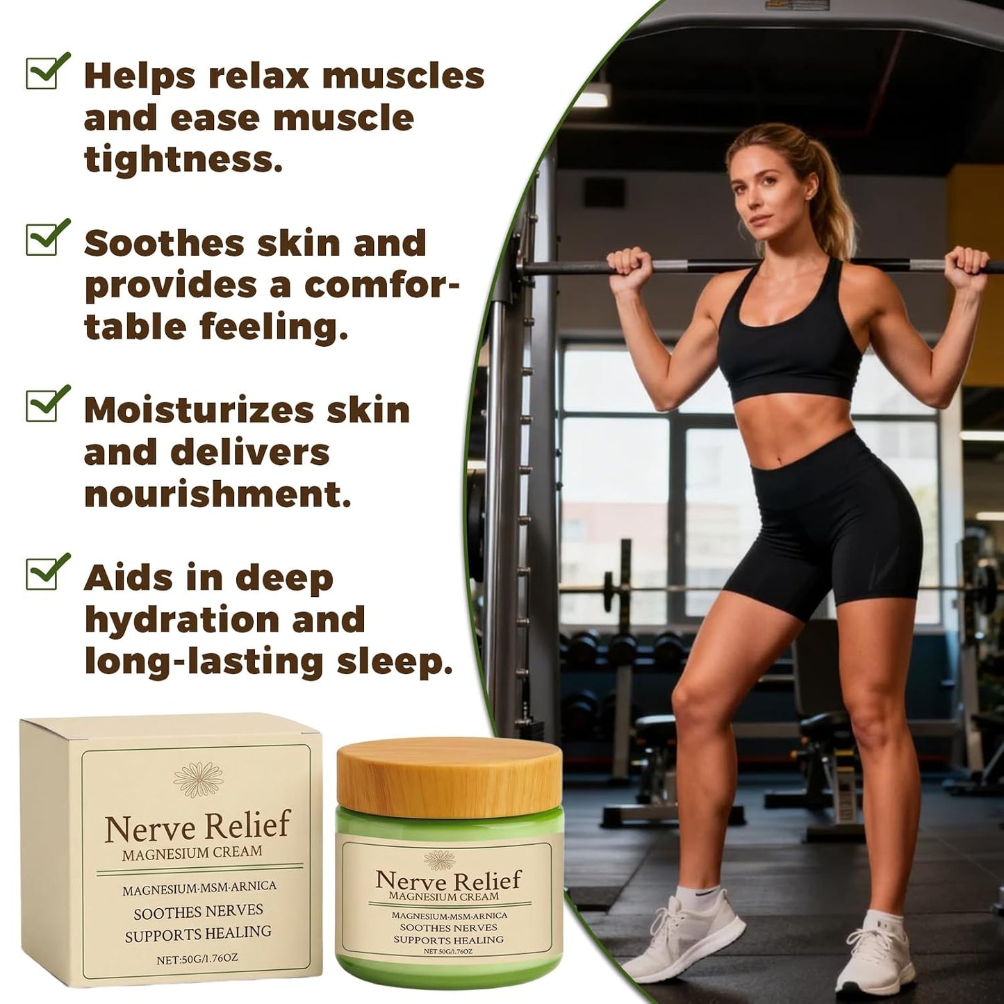 Total Relief Magnesium Cream, Nerve Relief Magnesium Cream, Mild Ingredients for Skin Soothing, Fast Absorbing, Non-Greasy for Everyday Muscle Comfort, Daily Body Care (2Pcs)