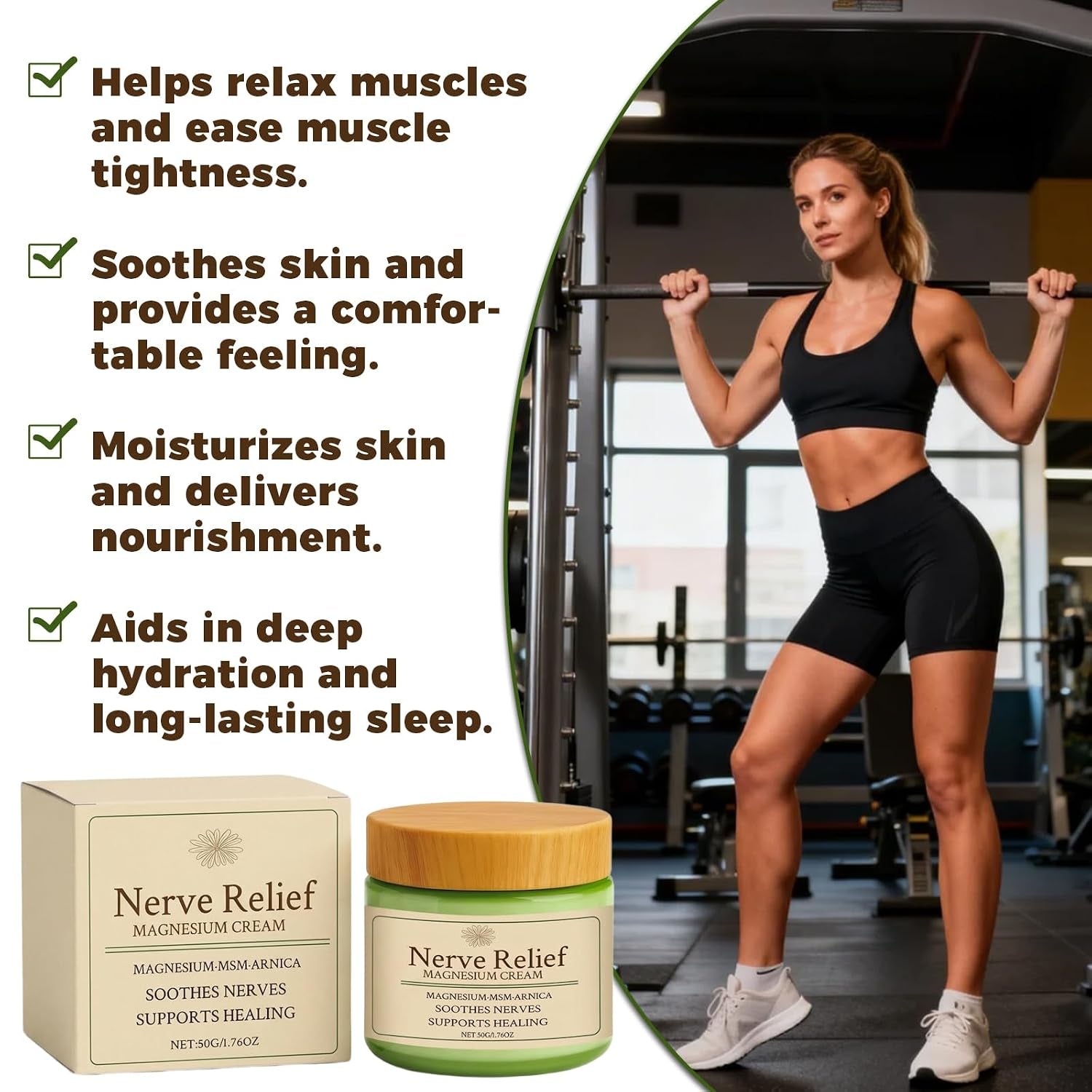 Total Relief Magnesium Cream, Nerve Relief Magnesium Cream, Mild Ingredients for Skin Soothing, Fast Absorbing, Non-Greasy for Everyday Muscle Comfort, Daily Body Care (2Pcs)