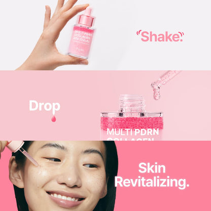 Multi PDRN + Collagen + EGF Revitalizing Facial Serum | for Glass Skin, Radiance, Elasticity & Hydration | 99% Pure PDRN Complex, Firming & Brightening Booster | Korean Skincare 1.01 Fl.Oz