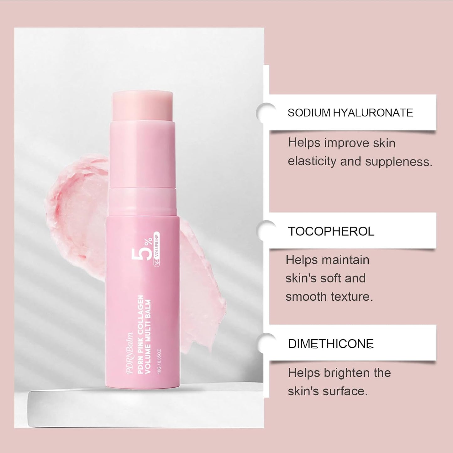 Collagen Multi Balm Stick, K-Beauty Volufiline & NAD+ Skin Booster for Under-Eyes, Neck, Forehead, Smile Lines & Lips, Instant Plumping, Radiance & Line Smoothing (Pack of 1)