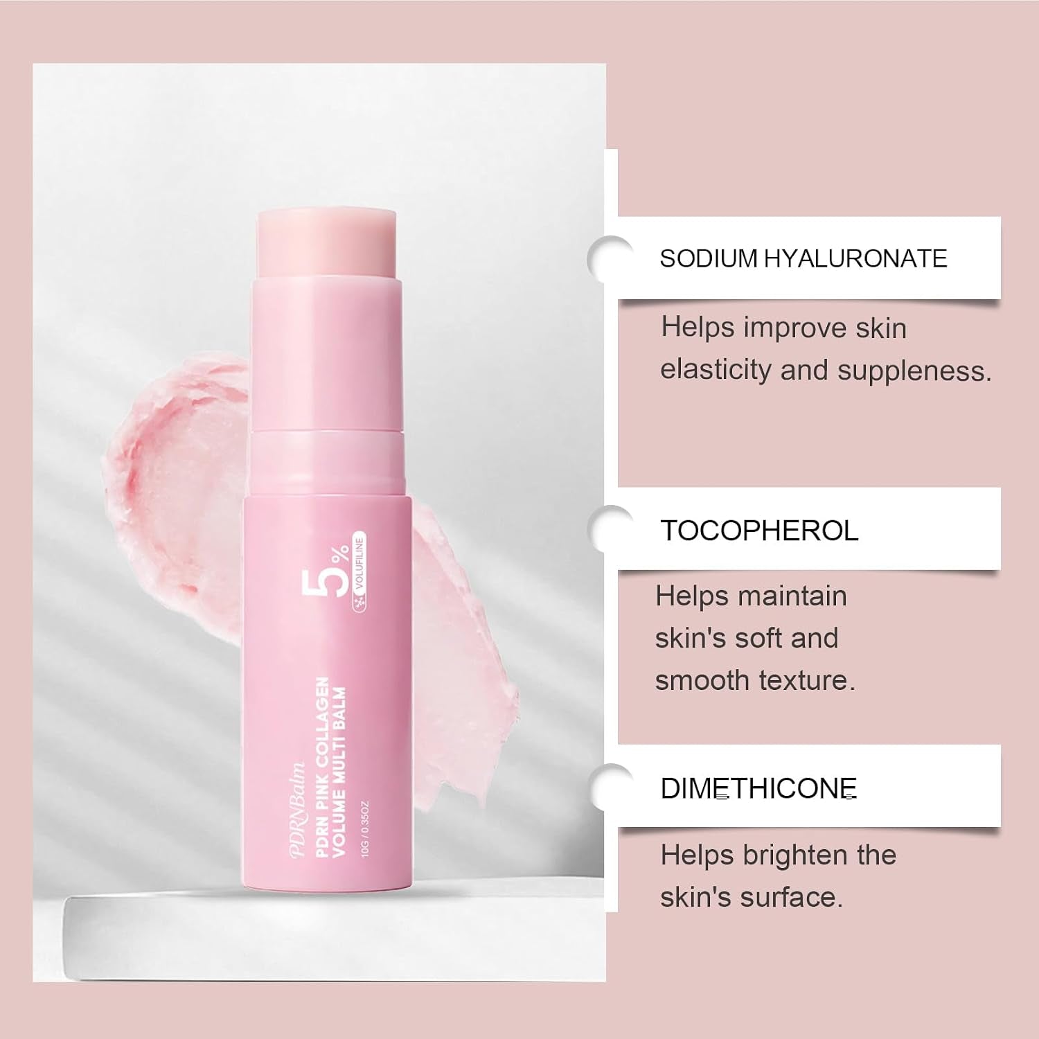 Collagen Multi Balm Stick, K-Beauty Volufiline & NAD+ Skin Booster for Under-Eyes, Neck, Forehead, Smile Lines & Lips, Instant Plumping, Radiance & Line Smoothing (Pack of 1)