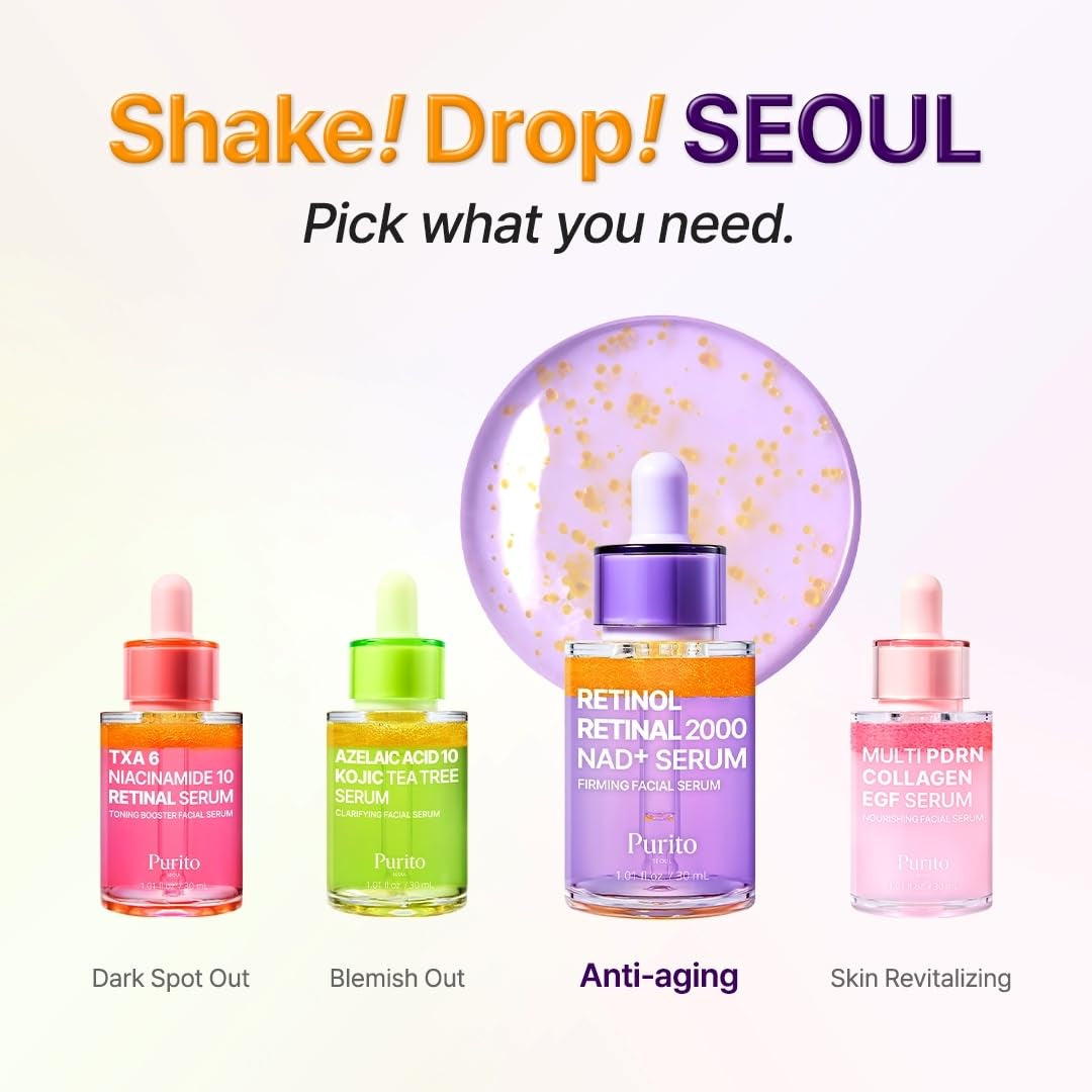 Retinol 0.1% + Retinal 0.1% Anti-Aging Facial Serum | for Wrinkles, Fine Lines & Firmer Skin | Dual Retinoids with NAD+, Improve Elasticity & Skin Texture | Korean Skincare, 30Ml 1.01 Fl.Oz
