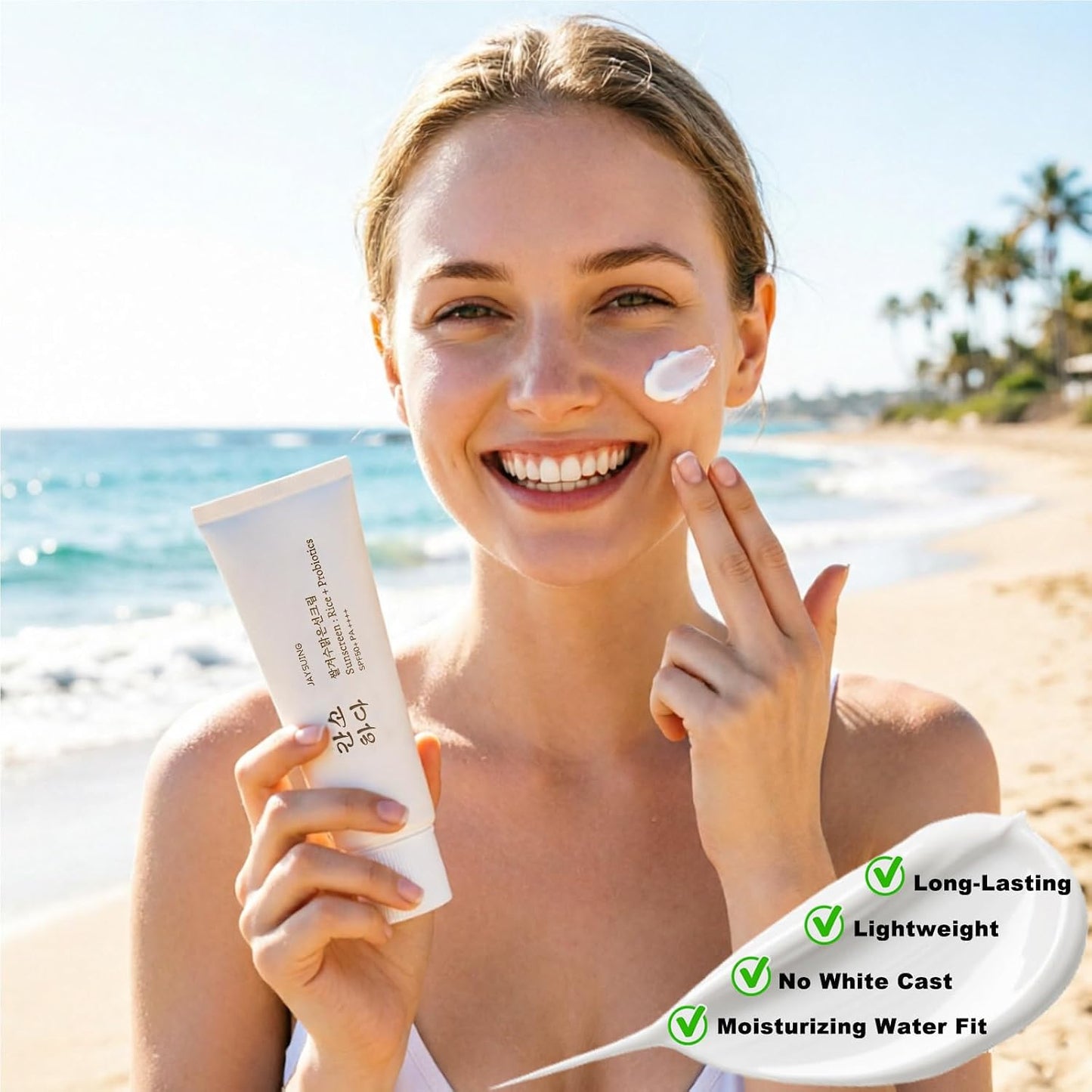 Korean Rice Sunscreen SPF 50+ Broad Spectrum PA++++, 1.7 Oz | No White Cast, Lightweight Mineral Formula, Probiotics, All Skin Types
