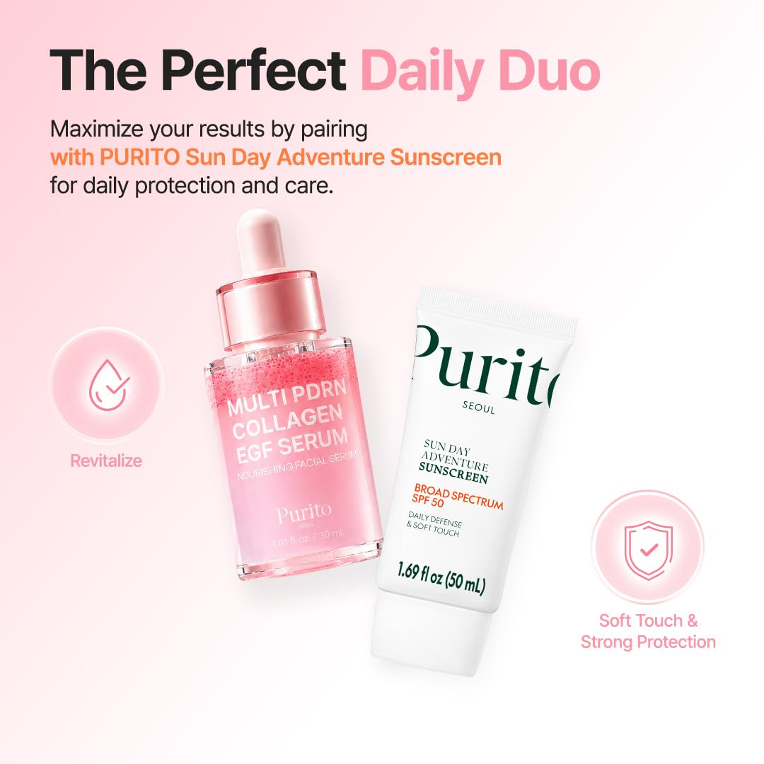 Multi PDRN + Collagen + EGF Revitalizing Facial Serum | for Glass Skin, Radiance, Elasticity & Hydration | 99% Pure PDRN Complex, Firming & Brightening Booster | Korean Skincare 1.01 Fl.Oz