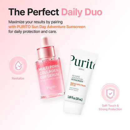 Multi PDRN + Collagen + EGF Revitalizing Facial Serum | for Glass Skin, Radiance, Elasticity & Hydration | 99% Pure PDRN Complex, Firming & Brightening Booster | Korean Skincare 1.01 Fl.Oz