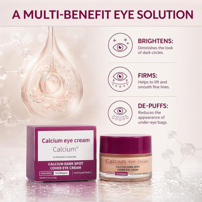 Calcium Dark Spot Eye Cream 15G – Niacinamide & Calcium Gluconate Eye Cream for Dark Circles, under Eye Bags & Sagging | Hydrolyzed Elastin EX Volume Firming Korean Eye Cream