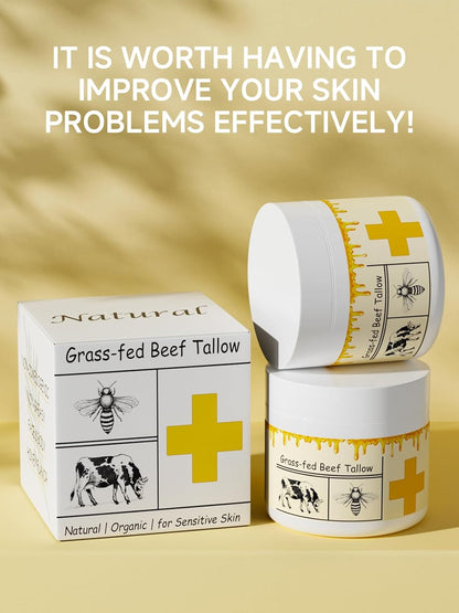 Beef Tallow for Skin, Beef Tallow, Tallow and Honey Cream, Grass Fed Beef Tallow, Whipped Beef Tallow for Face Moisturizer for All Purpose with Raw Honey Tallow Balm, 2 Packs