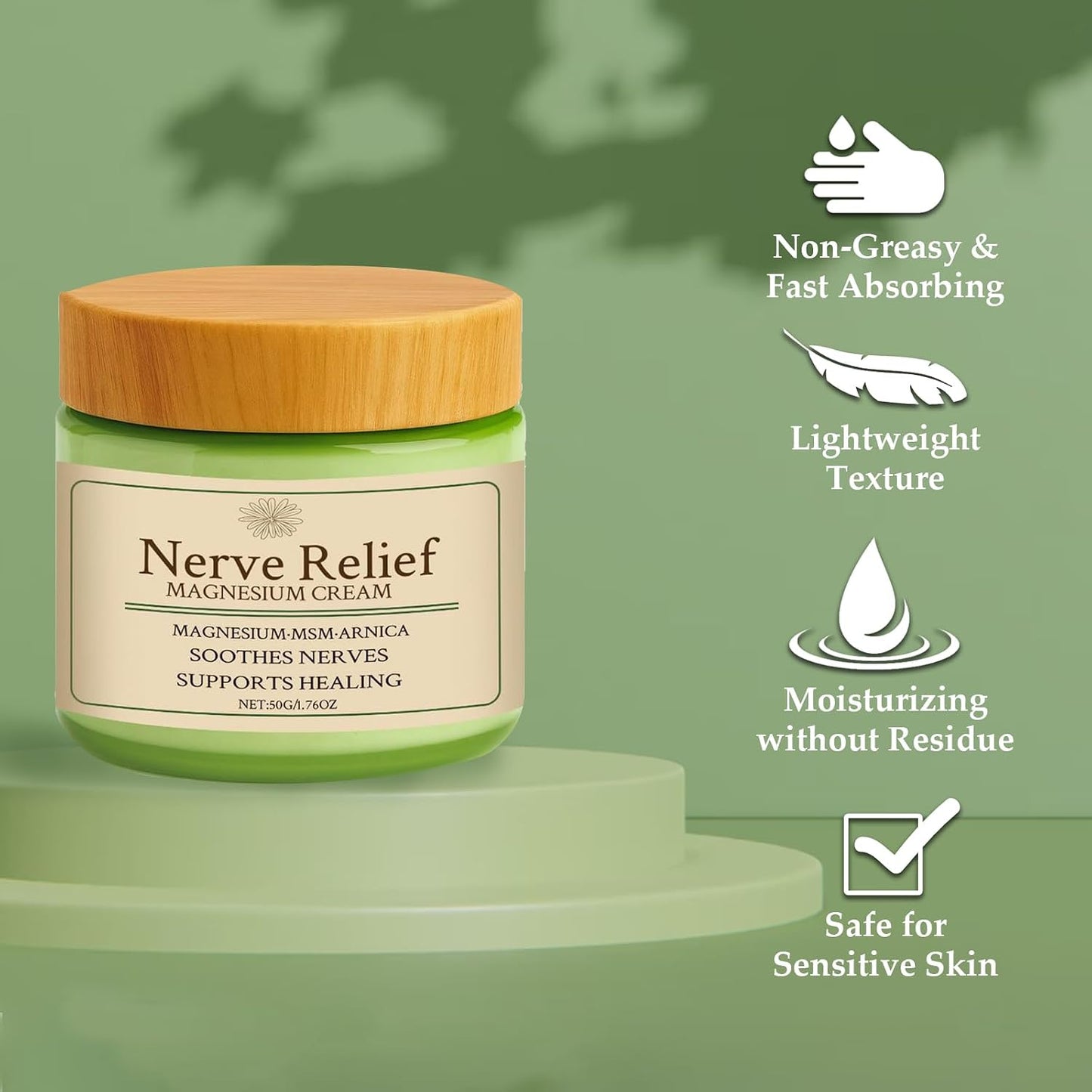 Total Relief Magnesium Cream, Nerve Relief Magnesium Cream, Mild Ingredients for Skin Soothing, Fast Absorbing, Non-Greasy for Everyday Muscle Comfort, Daily Body Care (2Pcs)