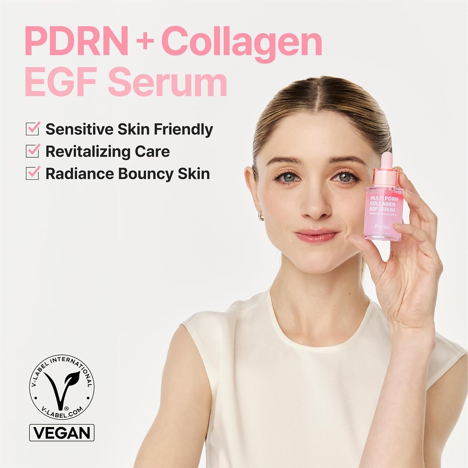 Multi PDRN + Collagen + EGF Revitalizing Facial Serum | for Glass Skin, Radiance, Elasticity & Hydration | 99% Pure PDRN Complex, Firming & Brightening Booster | Korean Skincare 1.01 Fl.Oz
