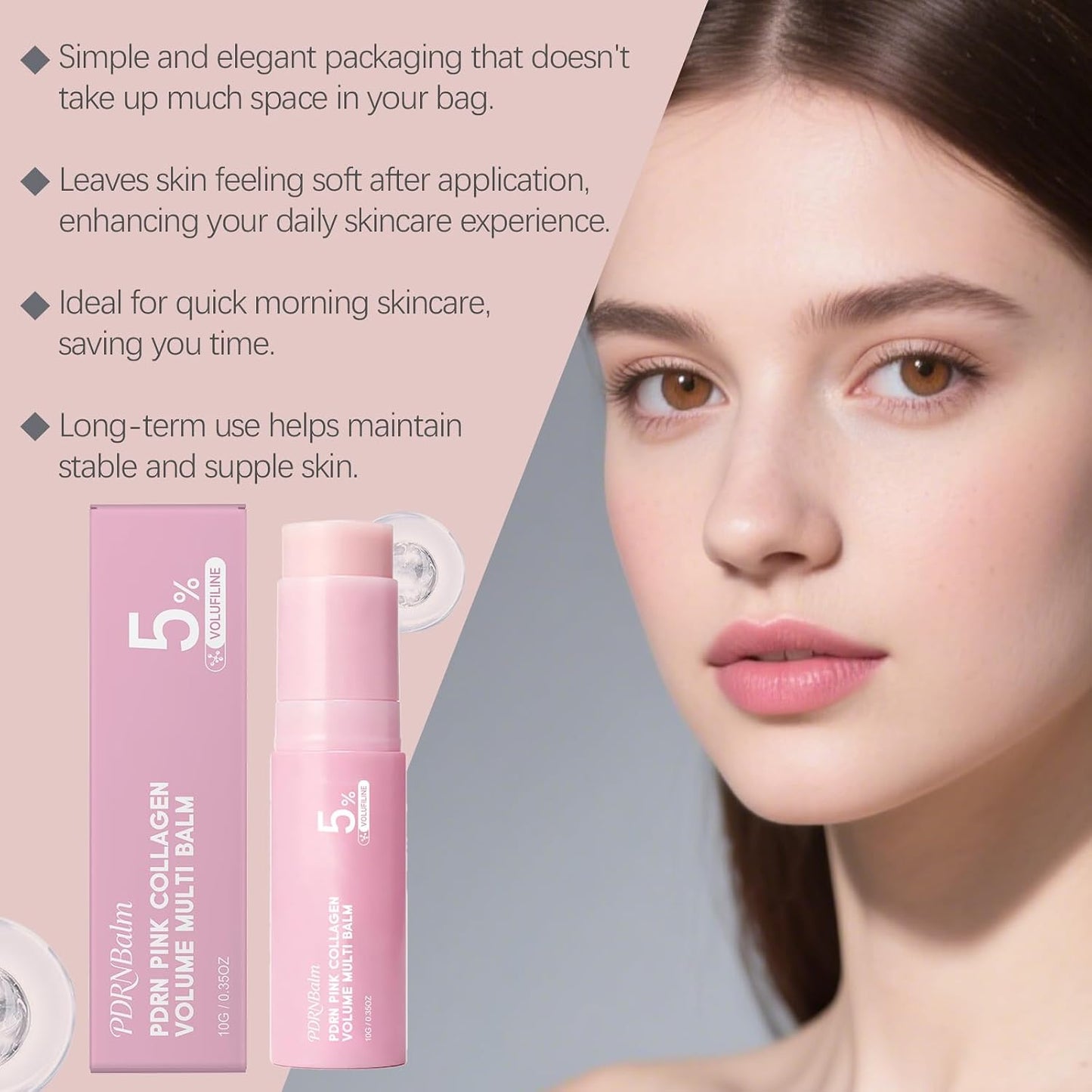 Collagen Multi Balm Stick, K-Beauty Volufiline & NAD+ Skin Booster for Under-Eyes, Neck, Forehead, Smile Lines & Lips, Instant Plumping, Radiance & Line Smoothing (Pack of 1)